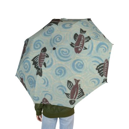 Fish Playing in the Waves Folding Umbrella - Image 3