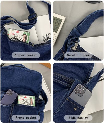 Vintage denim blue shoulder bag - Image 5
