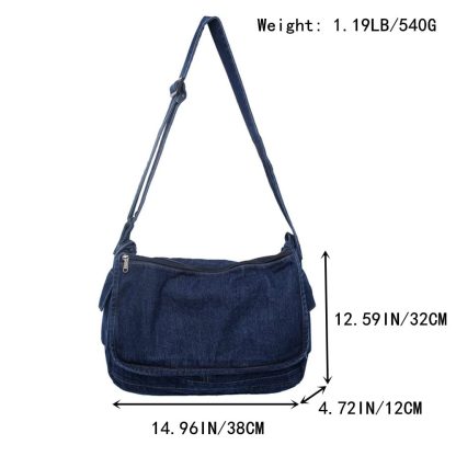 Vintage denim blue shoulder bag - Image 3