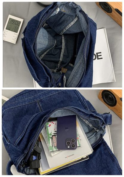 Vintage denim blue shoulder bag - Image 2