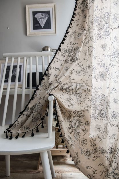 French retro floral tassel curtains - Image 5