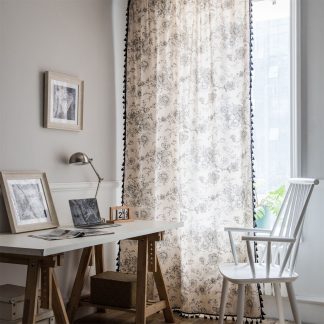 French retro floral tassel curtains