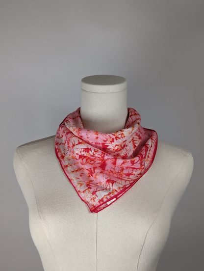 Romantic Pink Flower Small Square Scarf - Image 3