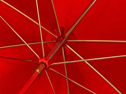 Vintage red silk wooden handle umbrella - Image 7