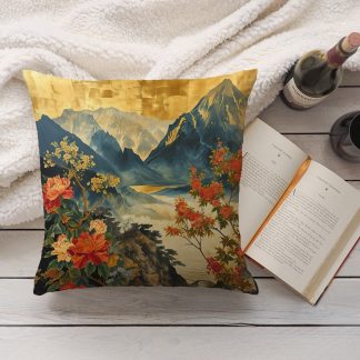 New Chinese style landscape flower pillow
