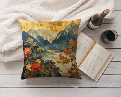 New Chinese style landscape flower pillow