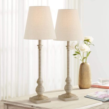Light color retro wooden table lamp - Image 8