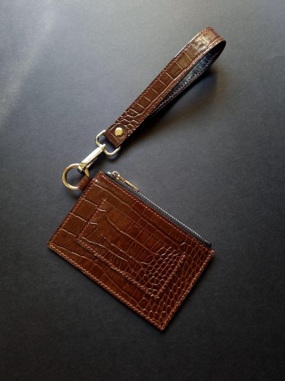 Brown Crocodile Print Leather Wallet - Image 6