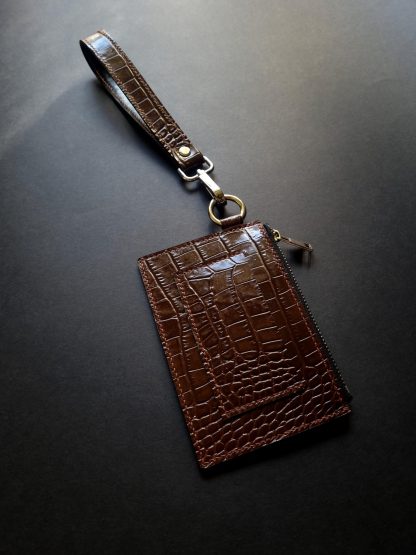 Brown Crocodile Print Leather Wallet - Image 5