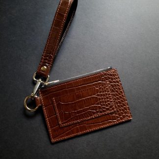 Brown Crocodile Print Leather Wallet