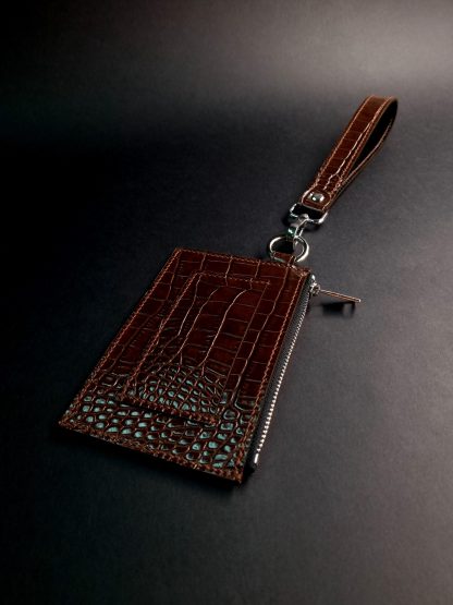 Brown Crocodile Print Leather Wallet - Image 3