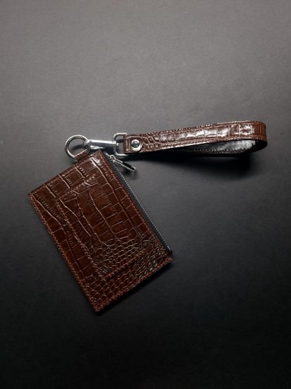 Brown Crocodile Print Leather Wallet - Image 2