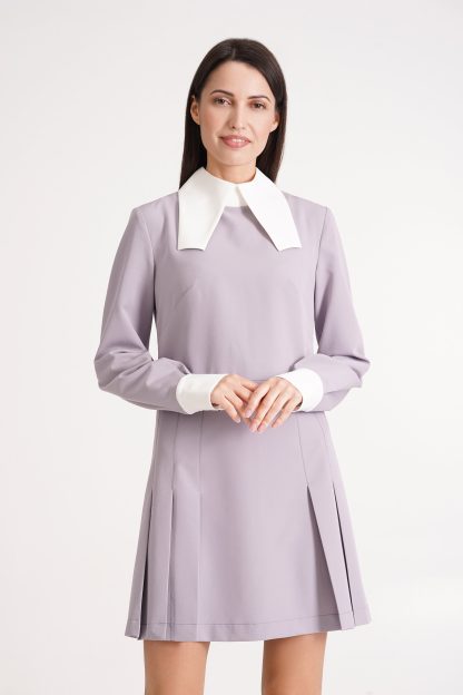 Light purple contrast collar dress - Image 6