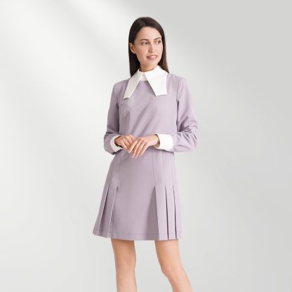 Light purple contrast collar dress - Image 4