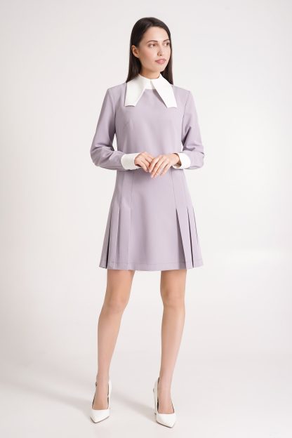 Light purple contrast collar dress