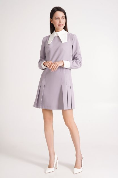 Light purple contrast collar dress - Image 2