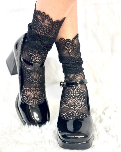Dark lace socks