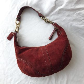 Vintage Red Brown Suede Shoulder Bag