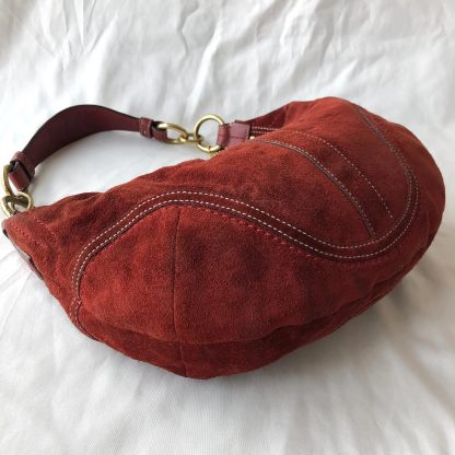 Vintage Red Brown Suede Shoulder Bag - Image 2