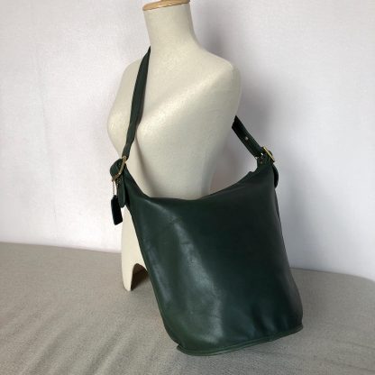Vintage Green Cowhide Bucket Bag - Image 3