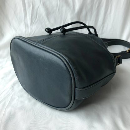 Dark grey blue leather bucket bag - Image 6