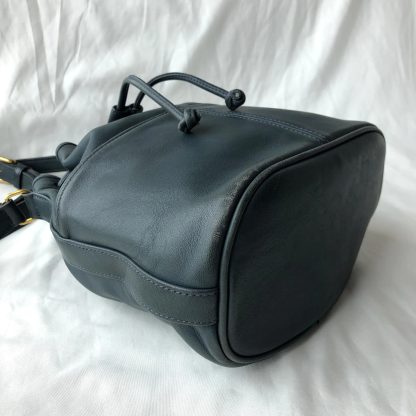 Dark grey blue leather bucket bag - Image 2