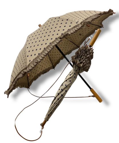Polka dot wooden handle vintage umbrella - Image 5