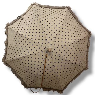 Polka dot wooden handle vintage umbrella