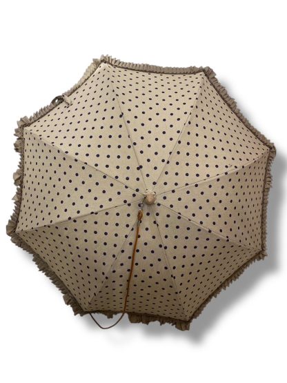 Polka dot wooden handle vintage umbrella