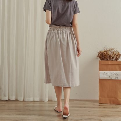 Artistic elastic waist button skirt - Image 2