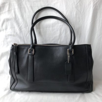 Classic black leather tote bag - Image 5