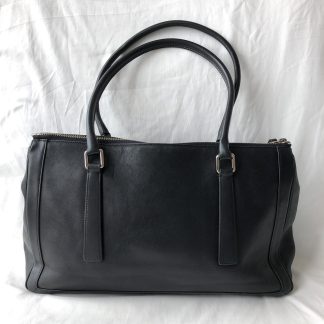 Classic black leather tote bag