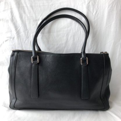 Classic black leather tote bag