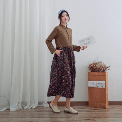 Retro patchwork floral shirt dress - Image 3