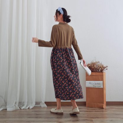 Retro patchwork floral shirt dress - Image 2