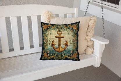 Vintage Floral Anchor Throw Pillow - Image 5
