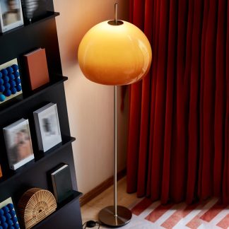 Spherical glass floor lamp