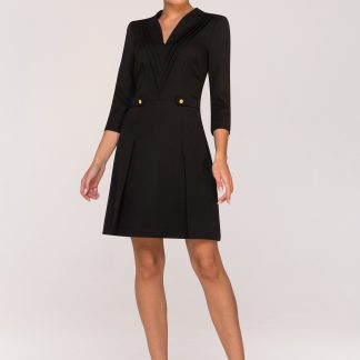 Black suit collar dress