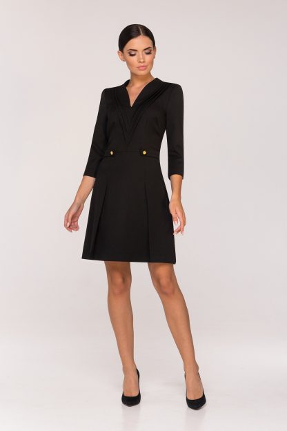 Black suit collar dress
