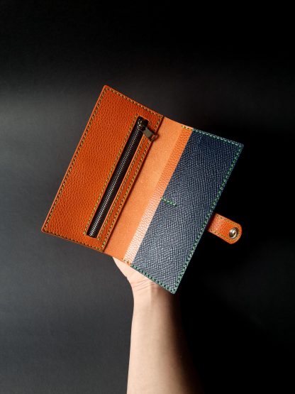 Long Orange Leather Wallet - Image 5