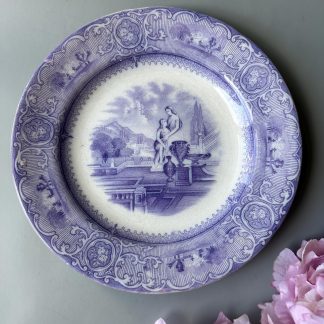 Vintage blue landscape porcelain plate