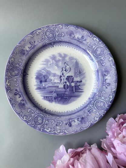 Vintage blue landscape porcelain plate