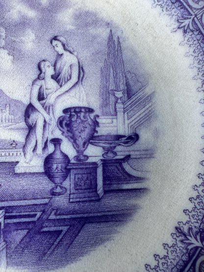 Vintage blue landscape porcelain plate - Image 3