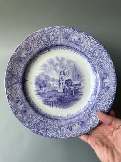 Vintage blue landscape porcelain plate - Image 2