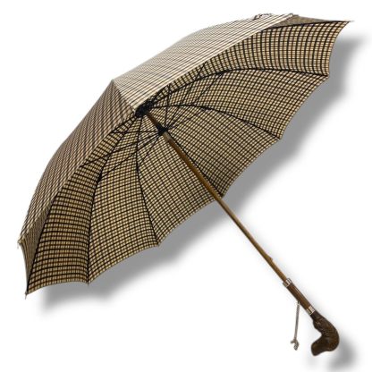 Retro Animal Handle Plaid Long Handle Umbrella - Image 9