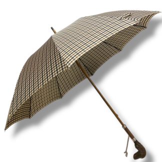 Retro Animal Handle Plaid Long Handle Umbrella