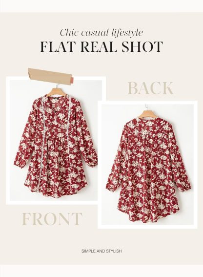 Floral V Neck Dress - Image 6