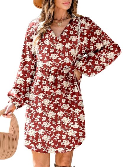 Floral V Neck Dress - Image 5