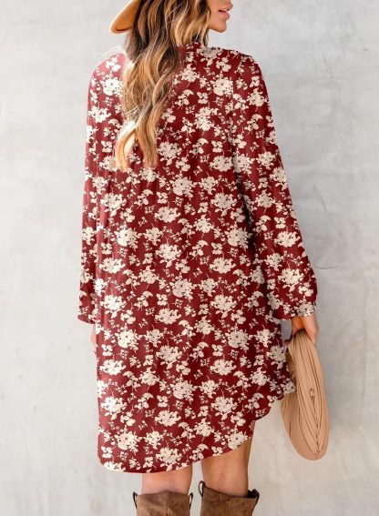 Floral V Neck Dress - Image 4
