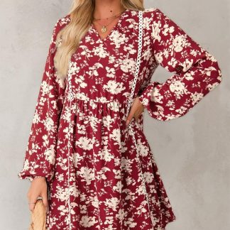 Floral V Neck Dress